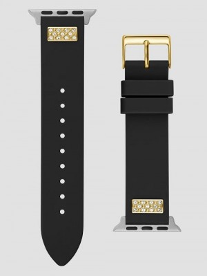 Guess Rhinestone Black Silicone 38-40 mm Band for Apple Watch® Zwart | GUESS-SN29995
