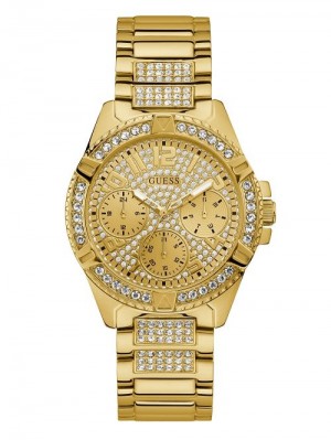 Guess Rhinestone Gold-Tone Multifunction Watch Goud | GUESS-SN30010