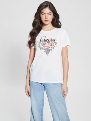 Guess Rhinestone Grapevine Tee Wit | GUESS-SN27067