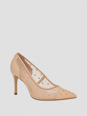 Guess Rhinestone Mesh Pumps Beige | GUESS-SN29866