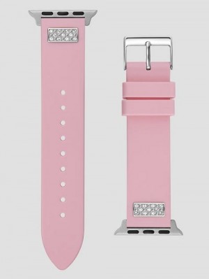 Guess Rhinestone Pink Silicone 38-41 mm Band for Apple Watch® Roze | GUESS-SN30014