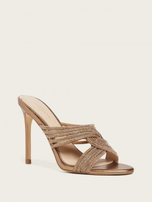 Guess Rhinestone Strappy Heel Beige | GUESS-SN29741