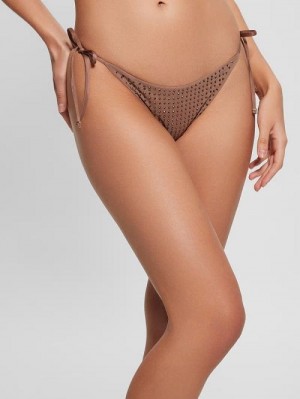Guess Rhinestone String Bikini Bottoms Bruin | GUESS-SN28515