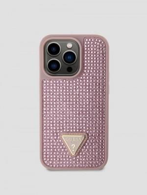 Guess Rhinestone iPhone 14 Pro Case Roze | GUESS-SN30112