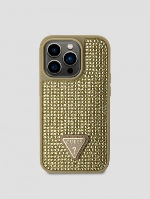 Guess Rhinestone iPhone 15 Pro Case Goud | GUESS-SN31743