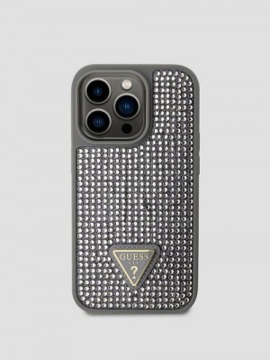 Guess Rhinestone iPhone 15 Pro Case Zilver | GUESS-SN31788