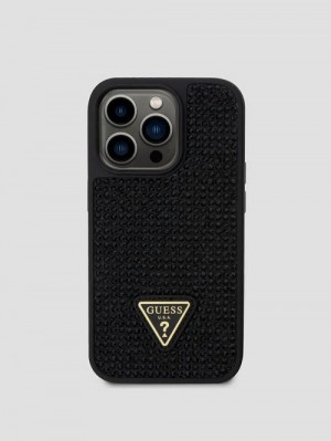 Guess Rhinestone iPhone 15 Pro Case Zwart | GUESS-SN30145