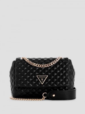 Guess Rianee Convertible Crossbody Bag Zwart | GUESS-SN28813