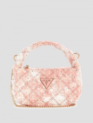 Guess Rianee Denim Mini Hobo Roze | GUESS-SN28898