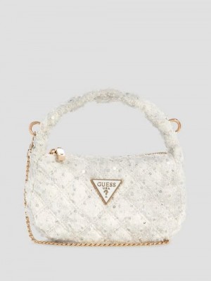 Guess Rianee Denim Mini Hobo Wit | GUESS-SN28883