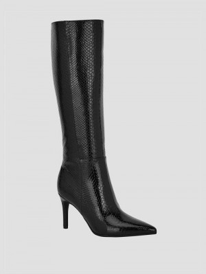 Guess Richee Snakeskin Boots Zwart | GUESS-SN29940