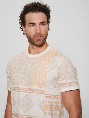 Guess Rio Patchwork Crewneck Tee Oranje | GUESS-SN30675