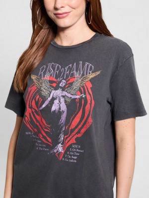 Guess Rise 2 Fame Graphic Tee Zwart | GUESS-SN27257
