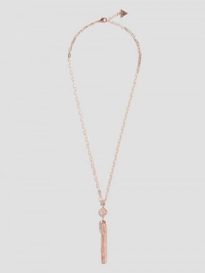 Guess Rose Gold-Tone Quattro G Tassel Necklace Roze Goud | GUESS-SN30264