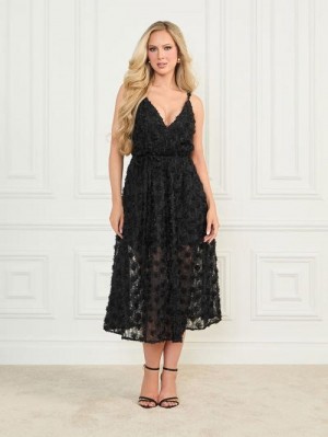 Guess Rosie Flower Dress Zwart | GUESS-SN26912