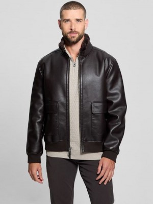 Guess Ryder Bonded Faux-Leather Jacket Bruin | GUESS-SN30876