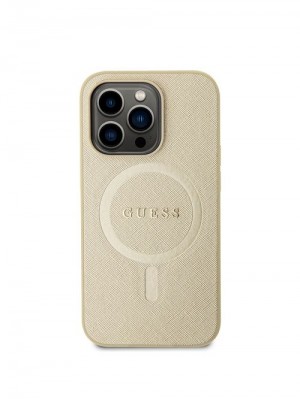 Guess Saffiano MagSafe iPhone 14 Pro Case Beige | GUESS-SN31742