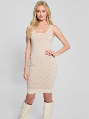 Guess Sarah Quattro G Sweater Dress Beige | GUESS-SN26886