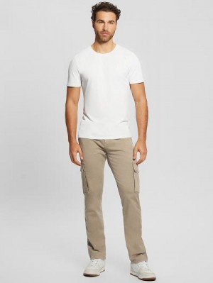Guess Sateen Coated Cargo Pants Beige | GUESS-SN31407