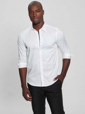 Guess Sateen Poplin Shirt Wit | GUESS-SN31134