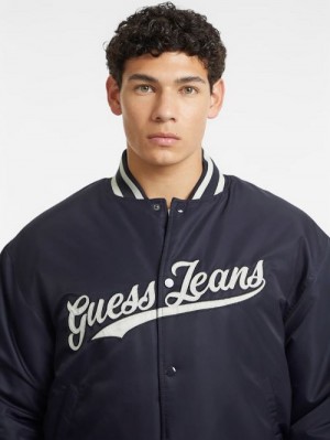 Guess Script Patch Varsity Jacket Blauw | GUESS-SN30736
