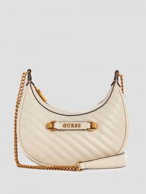 Guess Sela Mini Crossbody Hobo Wit | GUESS-SN29029