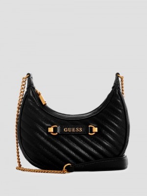 Guess Sela Mini Crossbody Hobo Zwart | GUESS-SN29043