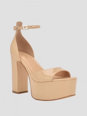 Guess Selima Platform Heels Beige | GUESS-SN29808