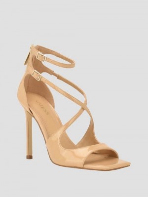 Guess Sella Strappy Stiletto Heels Beige | GUESS-SN29795