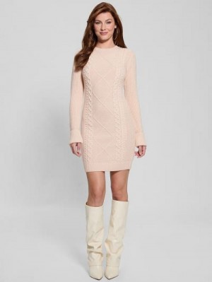 Guess Serena Cable Sweater Dress Beige | GUESS-SN26859