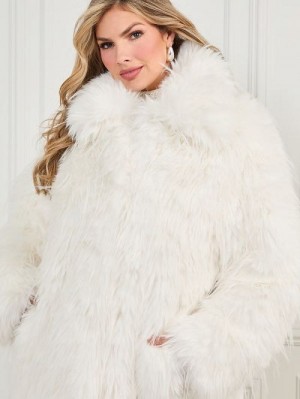 Guess Serena Faux-Fur Coat Wit | GUESS-SN27946