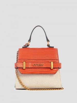 Guess Sestri Canvas Micro Mini Satchel Oranje | GUESS-SN29236