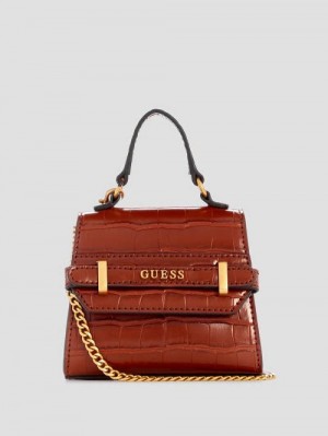 Guess Sestri Crocodile-Embossed Mini Crossbody Beige | GUESS-SN28789