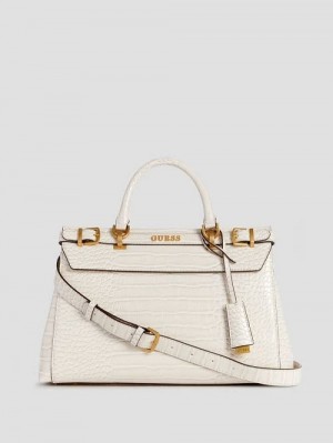 Guess Sestri Crocodile-Embossed Satchel Wit | GUESS-SN29300
