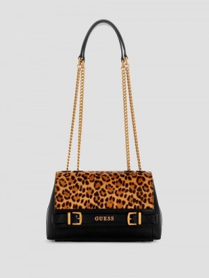 Guess Sestri Leopard Convertible Crossbody Bruin | GUESS-SN29039