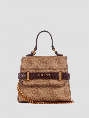 Guess Sestri Quattro G Micro Mini Satchel Bruin | GUESS-SN29313