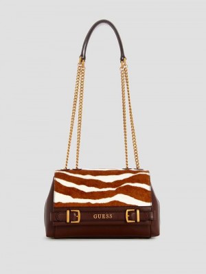 Guess Sestri Zebra Convertible Crossbody Bruin | GUESS-SN29163