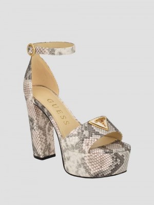 Guess Seton Embossed Heels Beige | GUESS-SN29809