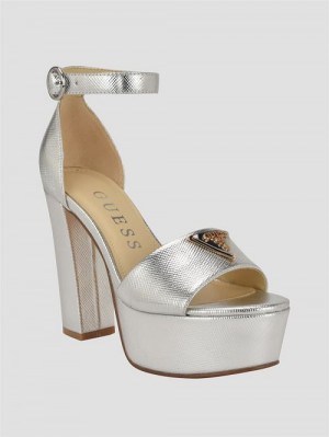 Guess Seton Embossed Heels Zilver | GUESS-SN29735