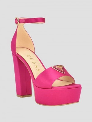 Guess Setone Satin Signature Platform Heels Roze | GUESS-SN29845