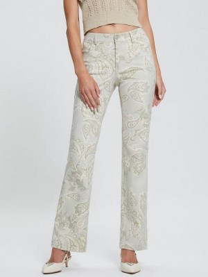 Guess Sexy Faux-Suede Bootcut Pants Beige | GUESS-SN28315