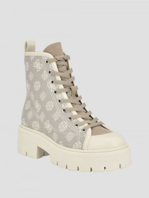 Guess Shutter Peony Utility Boots Beige | GUESS-SN29944