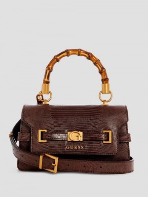 Guess Sibel Top-Handle Flap Bag Bruin | GUESS-SN28687