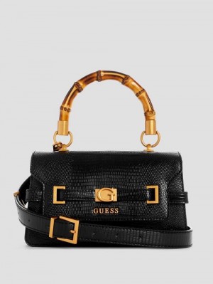 Guess Sibel Top-Handle Flap Bag Zwart | GUESS-SN28679