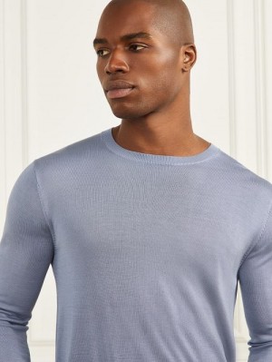 Guess Silk Crewneck Sweater Blauw | GUESS-SN31099