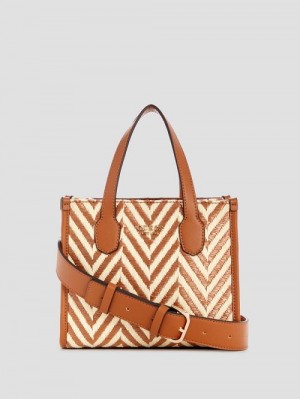Guess Silvana Chevron Mini Tote Bruin | GUESS-SN28939