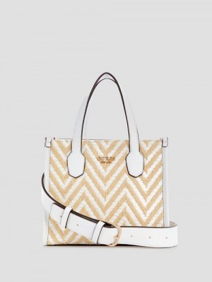Guess Silvana Chevron Mini Tote Wit | GUESS-SN29381