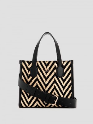 Guess Silvana Chevron Mini Tote Zwart | GUESS-SN28870