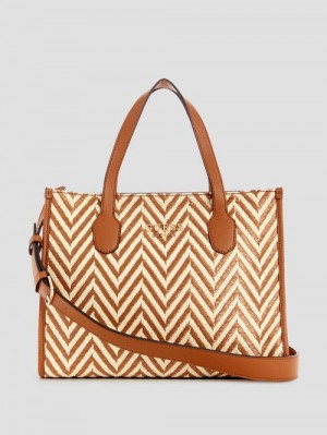 Guess Silvana Chevron Tote Bruin | GUESS-SN29454