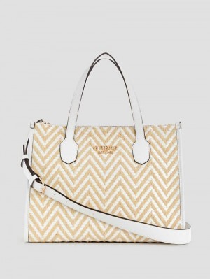 Guess Silvana Chevron Tote Wit | GUESS-SN29421